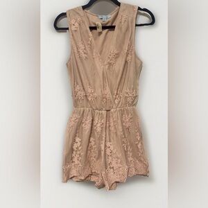 NWT She + Sky Romper Pink Floral Embroidered Small Flowers Shorts Boho Flowy